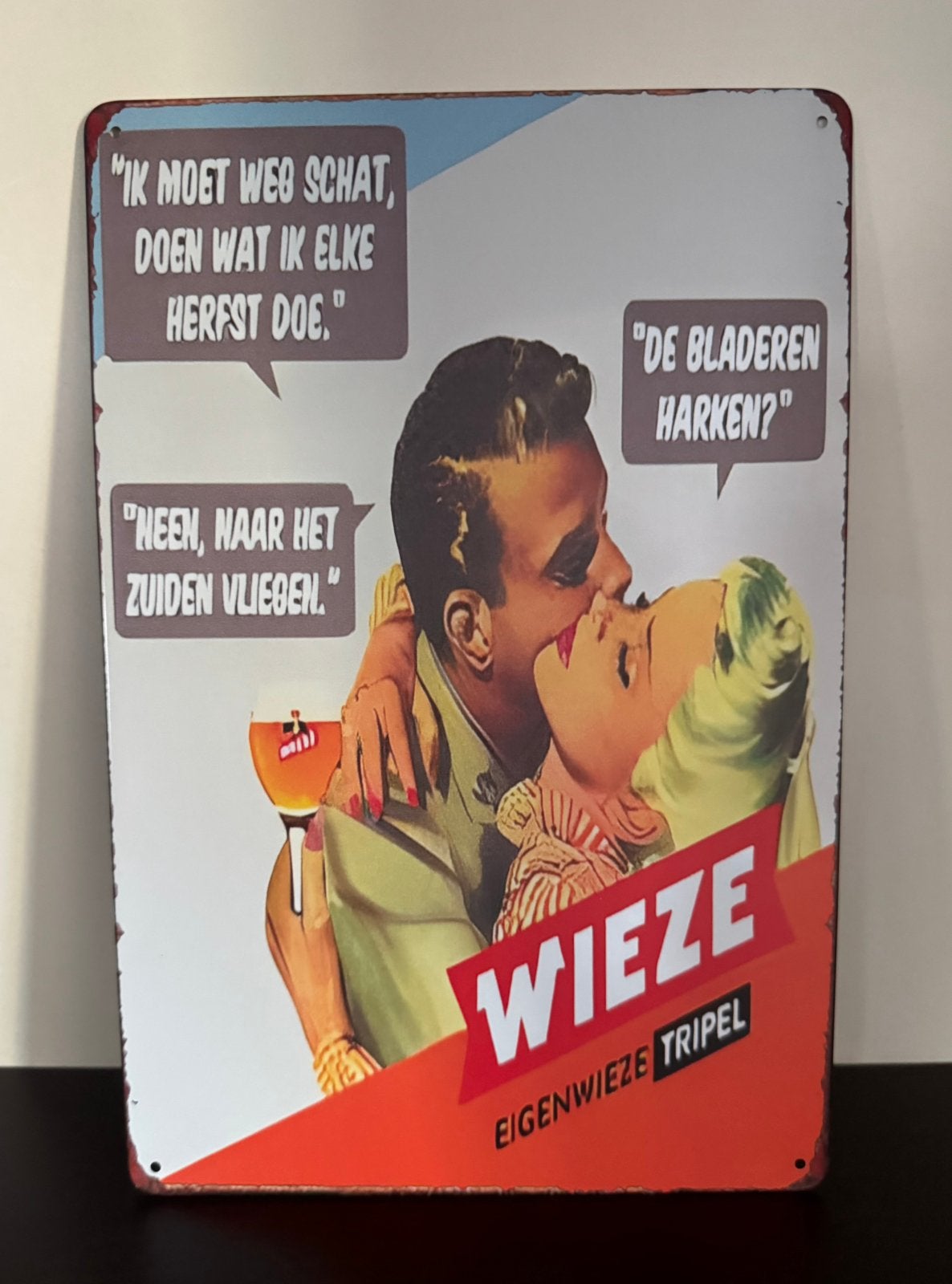 Metalen reclamebord Wieze Tripel, Verzamelen, Ophalen of Verzenden, Nieuw, Reclamebord, Plaat of Schild