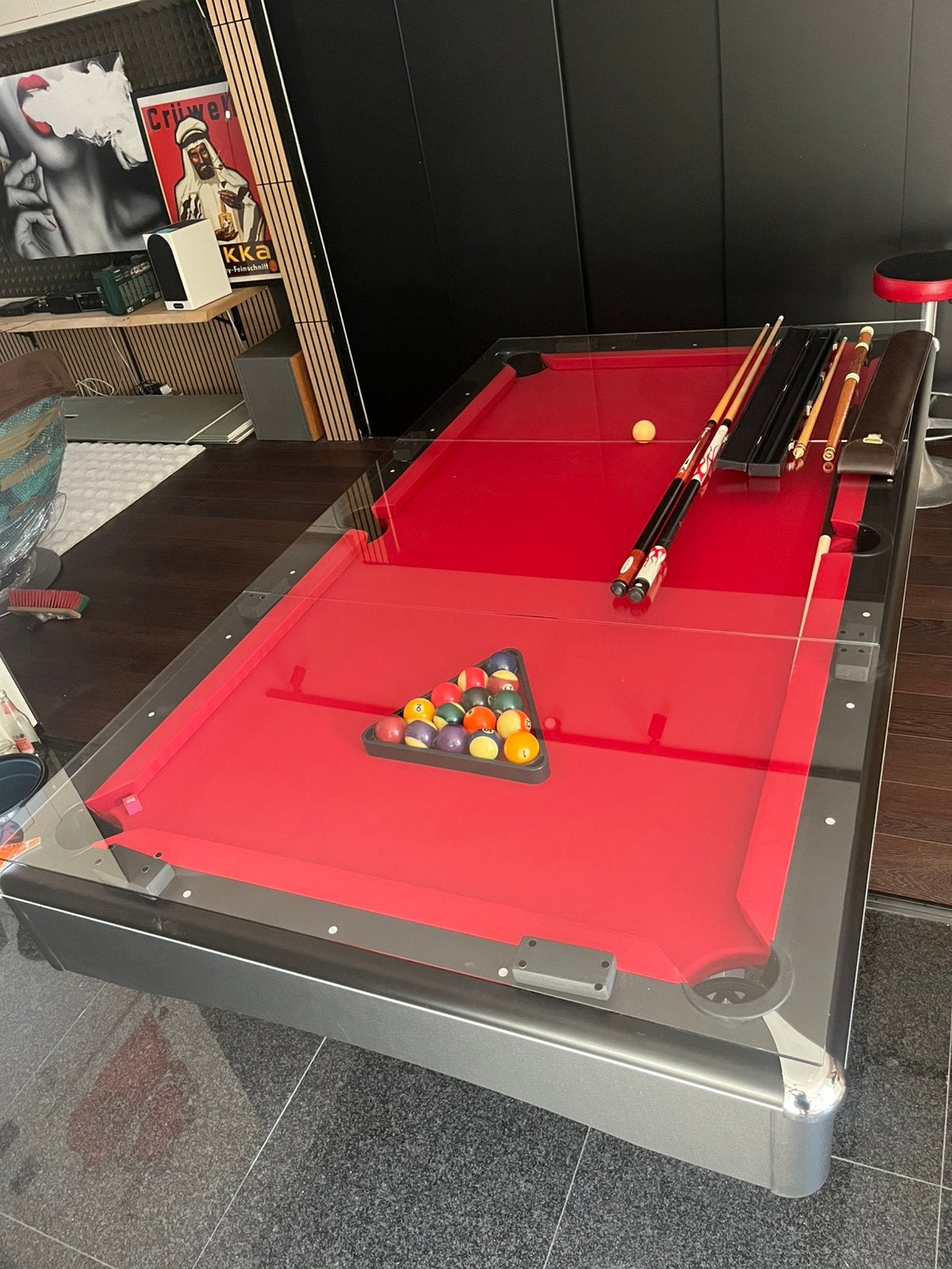 Buffalo  7ft Pooltafel LEISTEEN – Nieuw Rood Laken +afdekpl., Ophalen, Zo goed als nieuw, Pooltafel