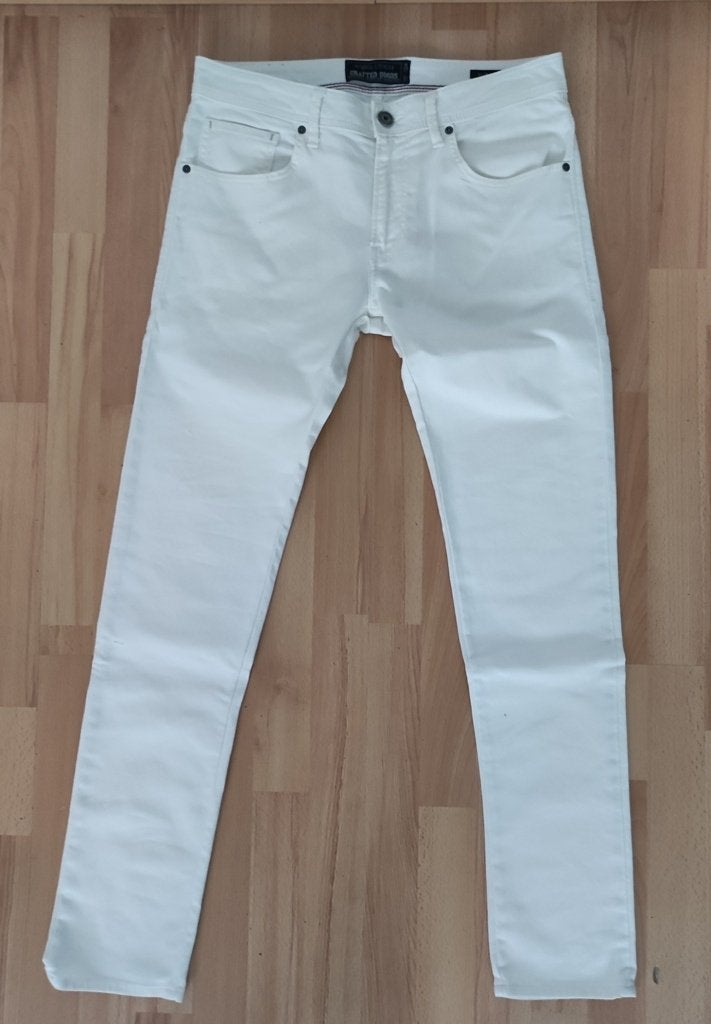 Lange witte herenbroek, Kleding | Heren, Ophalen of Verzenden, Zo goed als nieuw, Wit