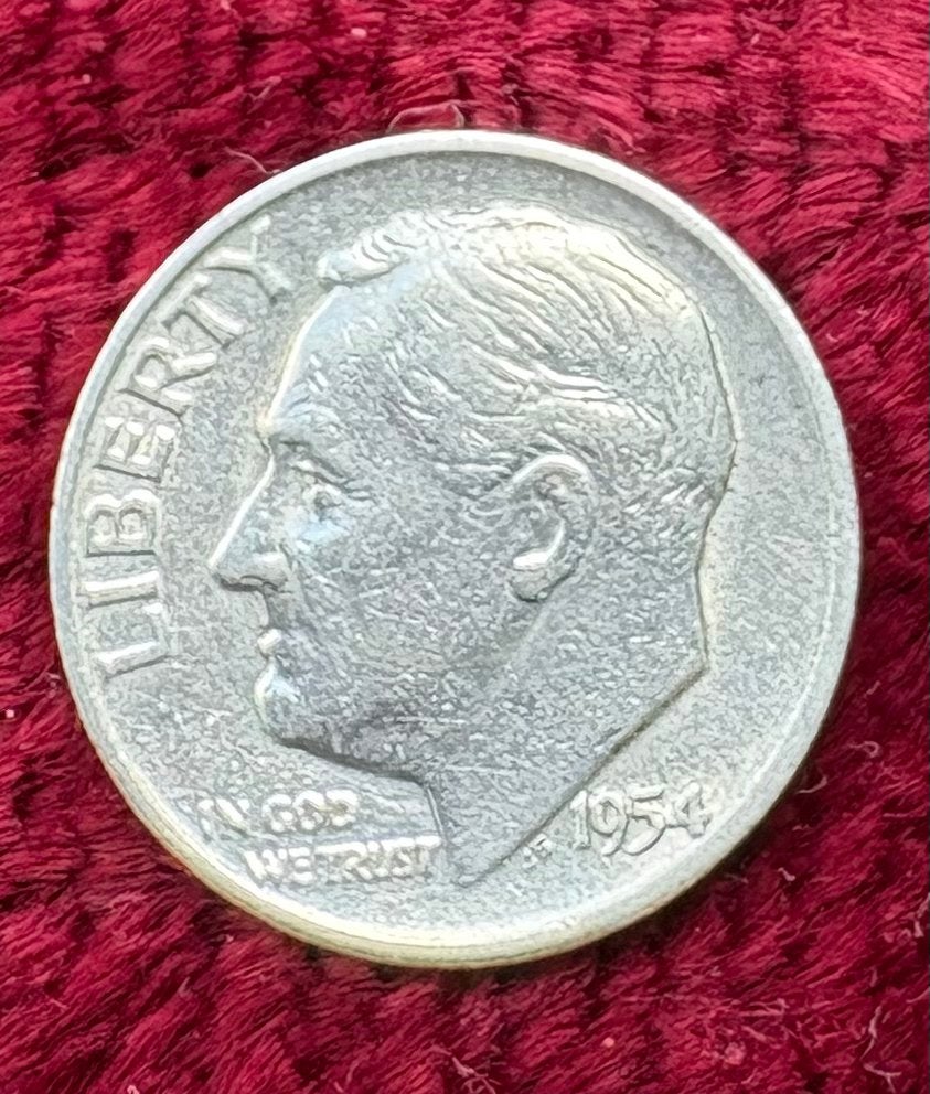 Silver Dime Roosevelt 1954 États-Unis, Timbres & Monnaies, Monnaies | Amérique, Enlèvement ou Envoi, Amérique du Nord, Monnaie en vrac
