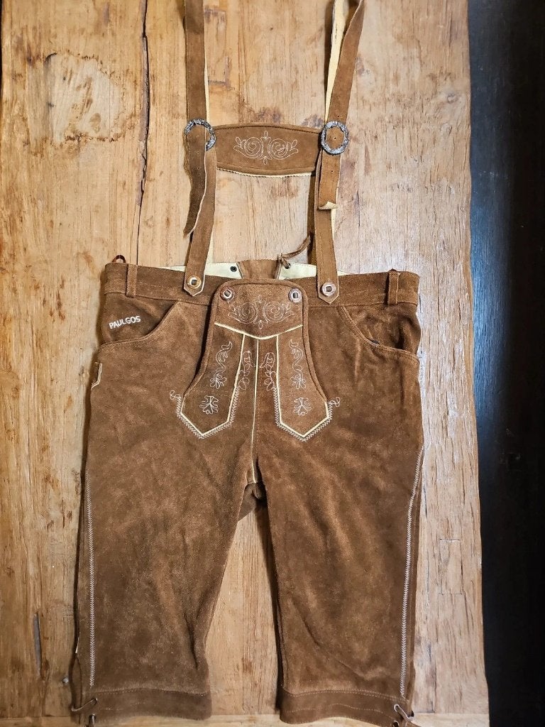 Echte lederhosen maat 54, Enlèvement ou Envoi, Porté, Taille 52/54 (L), Paulgos