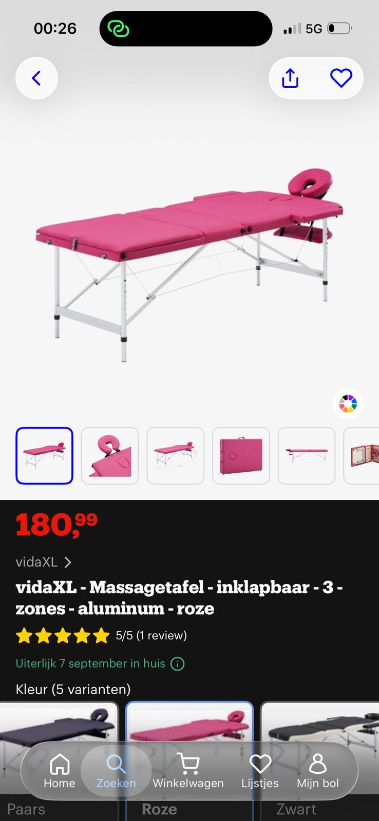 Nieuwe vidaXL inklapbare massagetafel – roze, Ophalen, Zo goed als nieuw, Massagetafel