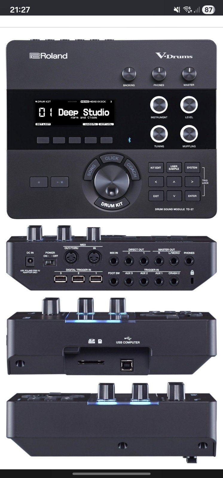 Roland module TD-27 &  Moniteur PM-03, Enlèvement, Comme neuf
