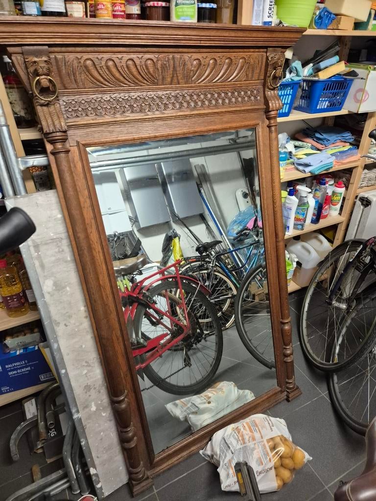 Mooie grote antieke spiegel brocante mechels, Antiek en Kunst, Antiek | Spiegels, Ophalen, Rechthoekig, 50 tot 100 cm, 150 tot 200 cm