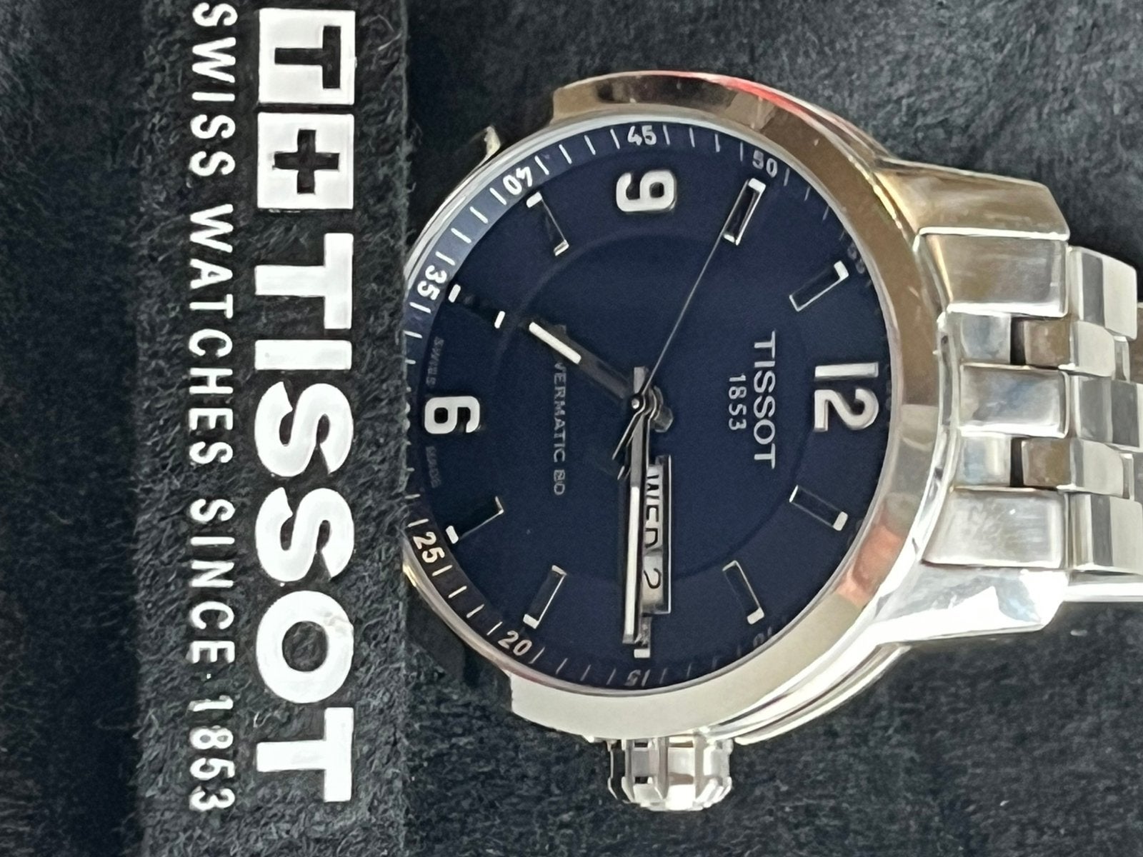 Tissot PR 100 Powermatic80 Automatic blauw volledig hersteld, Ophalen of Verzenden, Zo goed als nieuw, Polshorloge, Staal