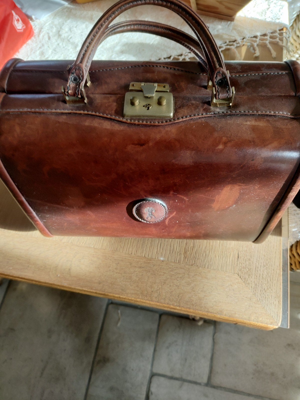 Vintage lederen beautycase PRINCIPE met sleutel,Italiaans me, Enlèvement