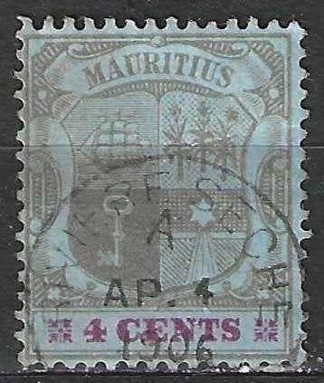 Mauritius 1905/1907 - Yvert 126 - Wapenschild - 4 c. (ST), Verzenden, Gestempeld