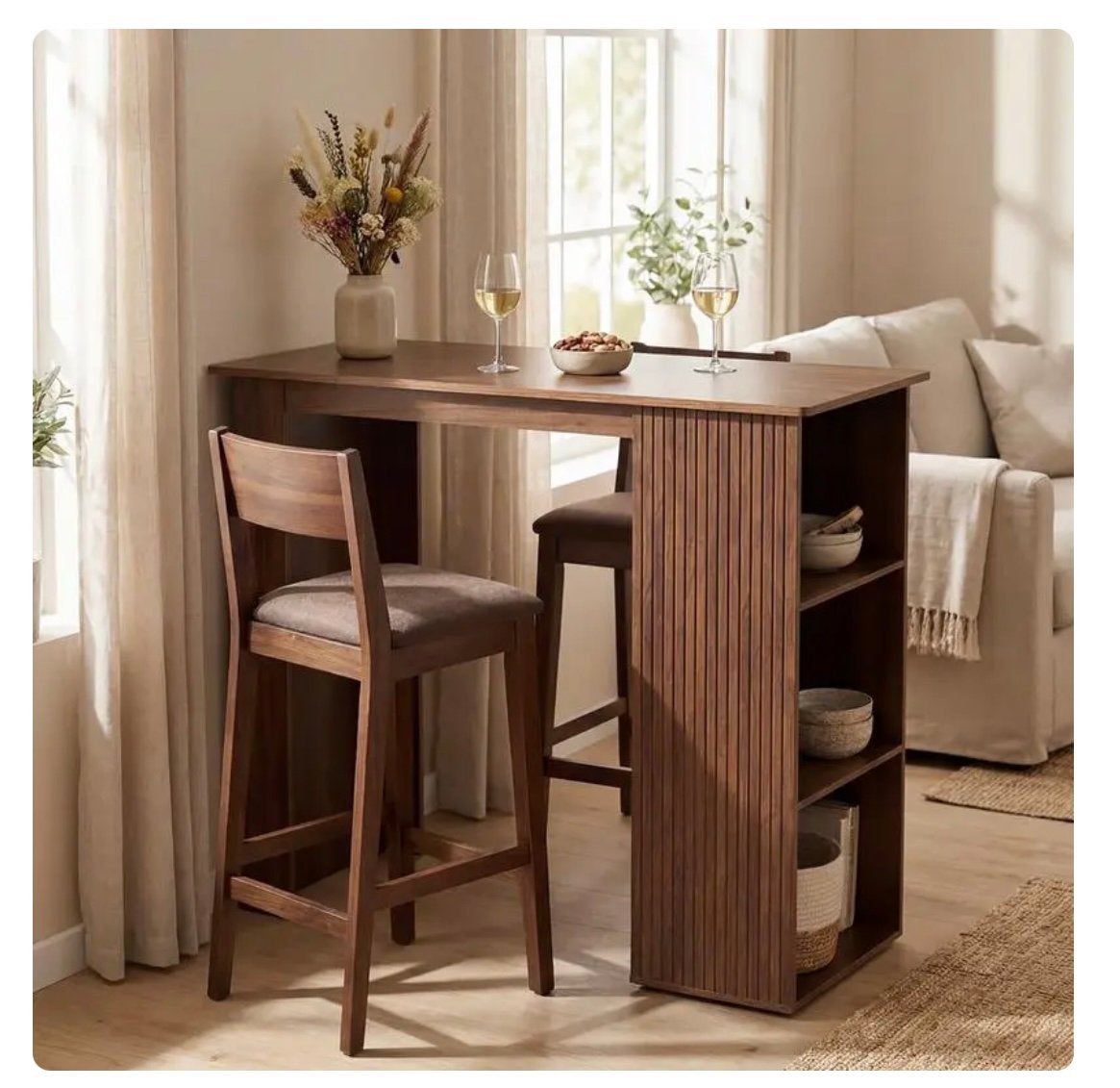 Table de bar - aspect noyer neuf, Maison & Meubles, Enlèvement, Neuf
