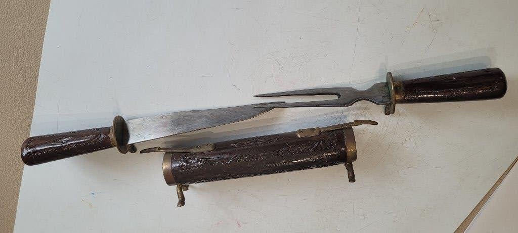 oosters vintage vleessnijset, mes+vork (8iv300/16), Ophalen of Verzenden