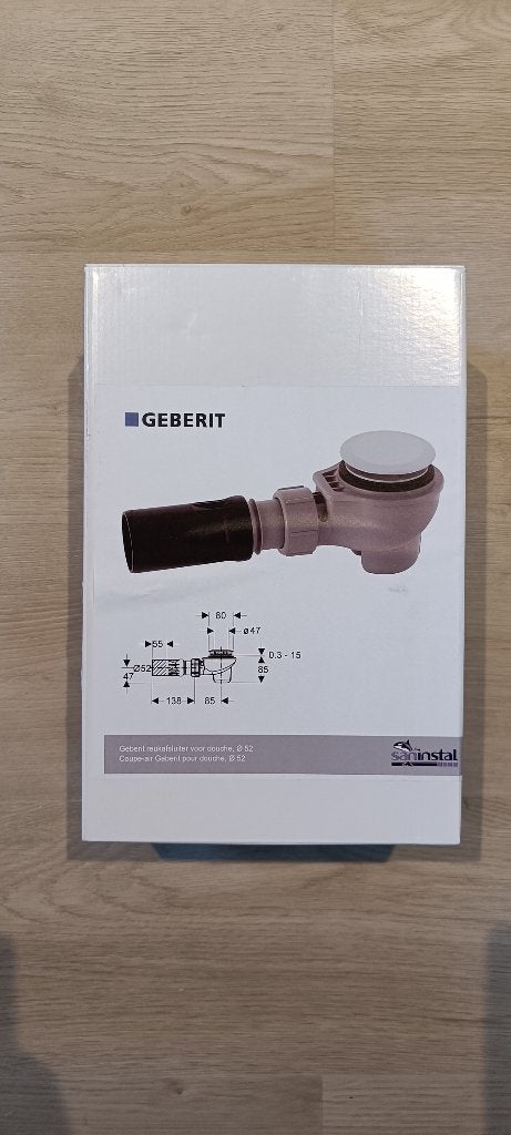 Geberit douche‑afvoer Ø52 – reukafsluiter + rooster (nieuw), Enlèvement ou Envoi, Neuf, Chrome, Douche