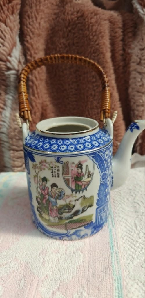 theepot chinese of japanse print bambou greep, Antiek en Kunst, Ophalen of Verzenden