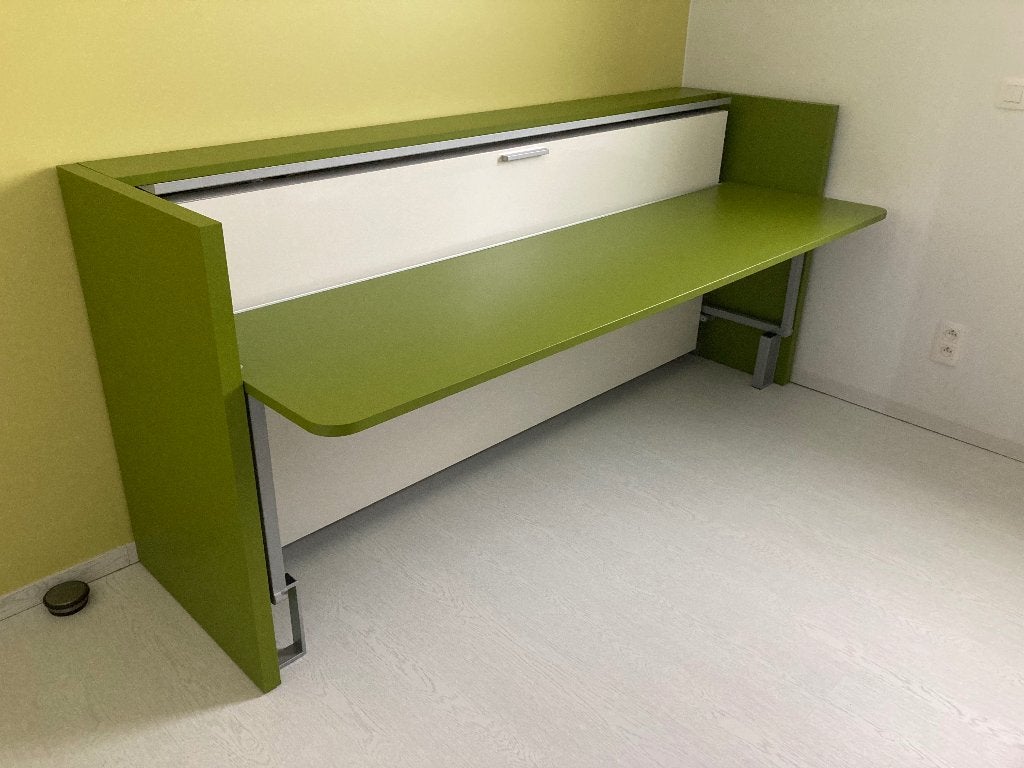 Ruimtebesparend bed en bureau meubel, Ophalen, Groen, Zo goed als nieuw, Overige merken