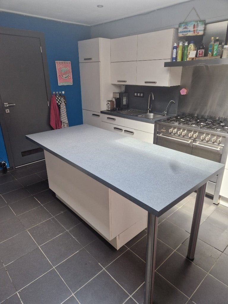 Tweedehands keuken met eiland, Huis en Inrichting, Ophalen, Gebruikt, Wit, Enkelwandige keuken