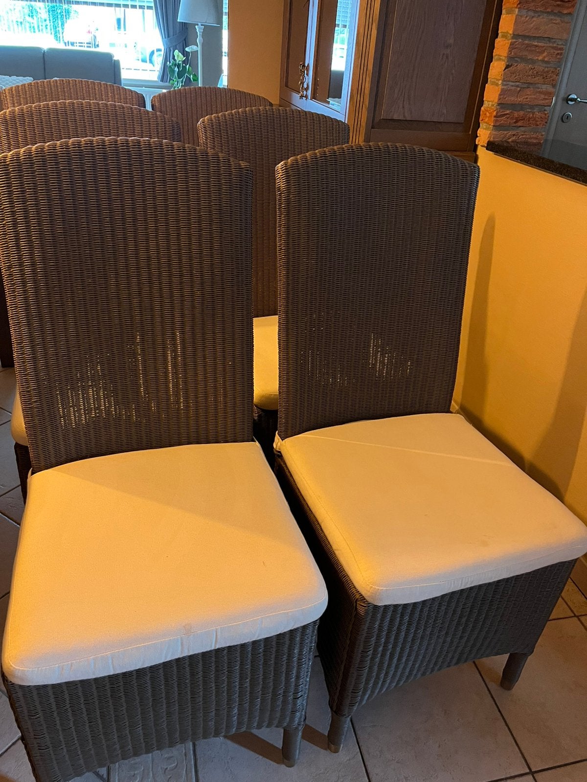 6 rieten stoelen, Huis en Inrichting, Stoelen, Ophalen, Zo goed als nieuw