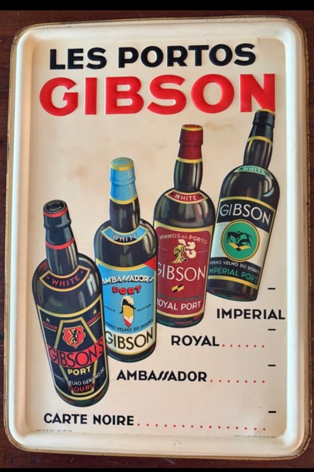 Panneau d'affichage ancien 1936 - LES PORTOS GIBSON - Lithog, Collections, Marques & Objets publicitaires, Enlèvement ou Envoi