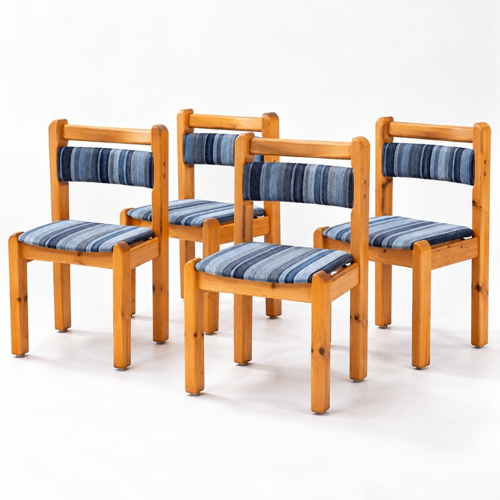 Prachtige set vintage stoelen ( scandinavisch), Ophalen, Hout, Blauw, Vintage