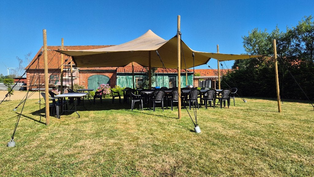 FEESTSET Klaptafels + Stoelen Koelkast Stretchtent Te huur, Ophalen, Gebruikt
