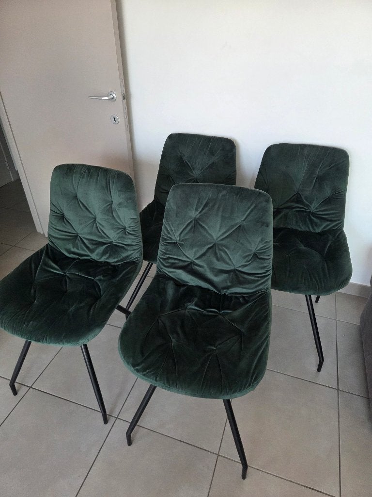 Set van 4 Modern Groene Eetkamerstoelen, Ophalen, Overige kleuren, Zo goed als nieuw, Vier