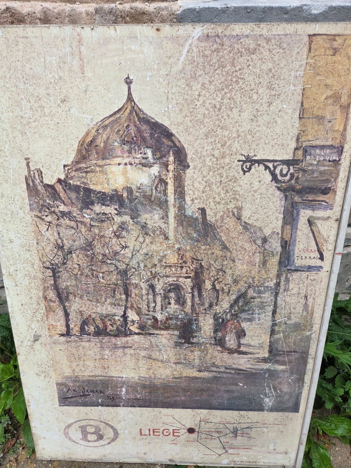 oud paneel van NMBS luik liege, Antiek en Kunst, Ophalen, Poster