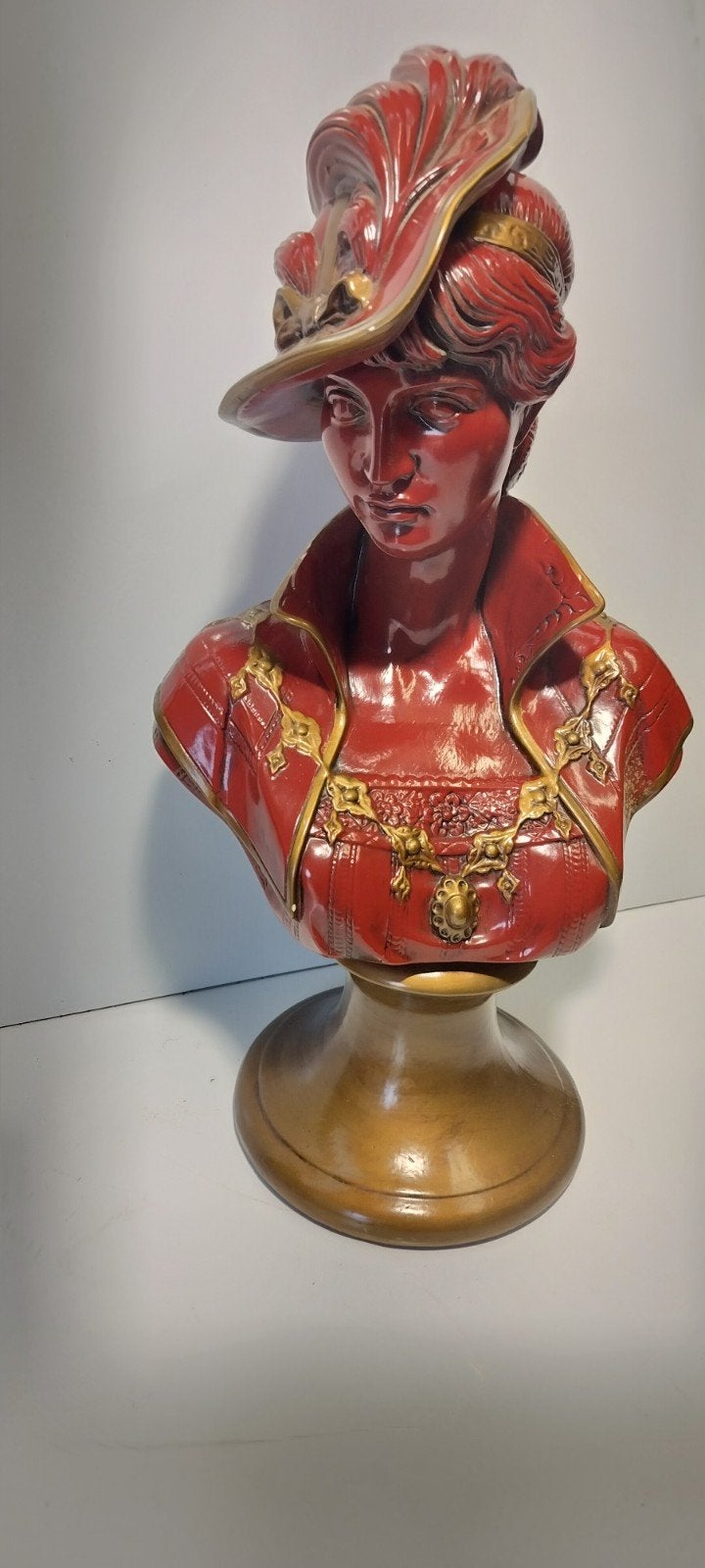 Grote vintage buste (52 cm) – Rode dame met hoed, Verzamelen, Parfumverzamelingen, Ophalen
