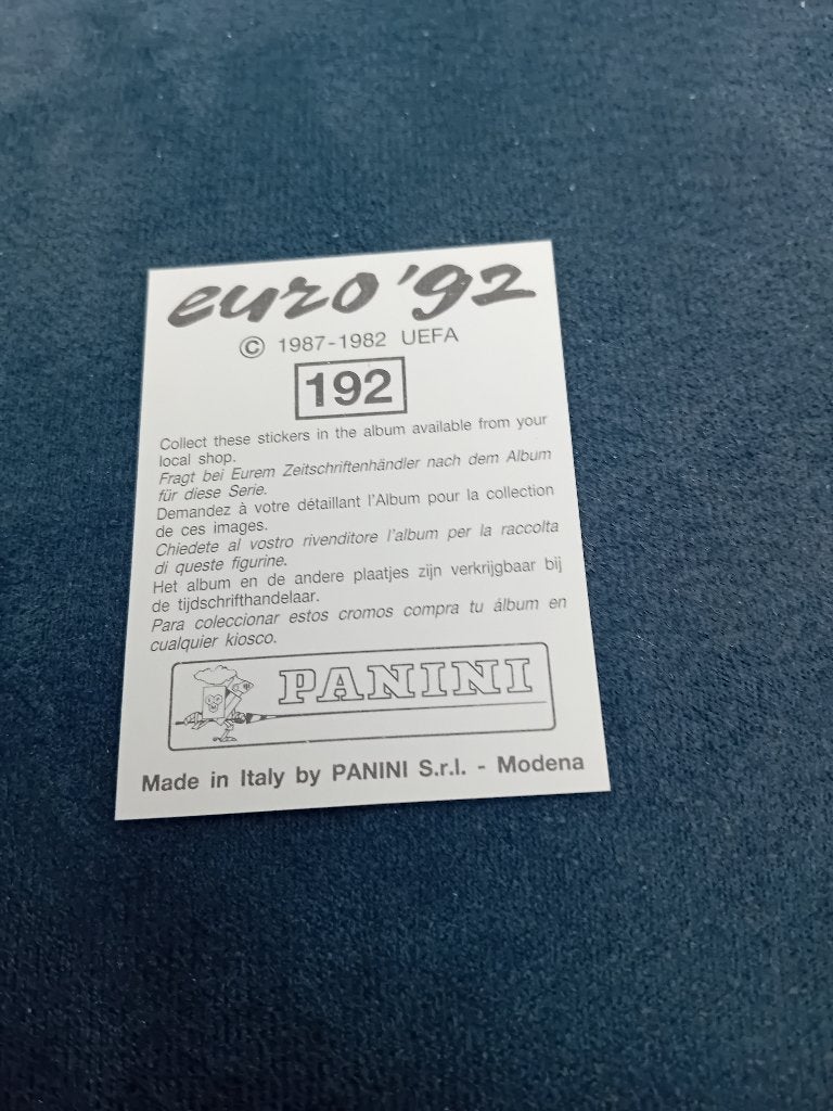 panini sticker EURO 92 nr 192, Ophalen of Verzenden, Nieuw, Sport