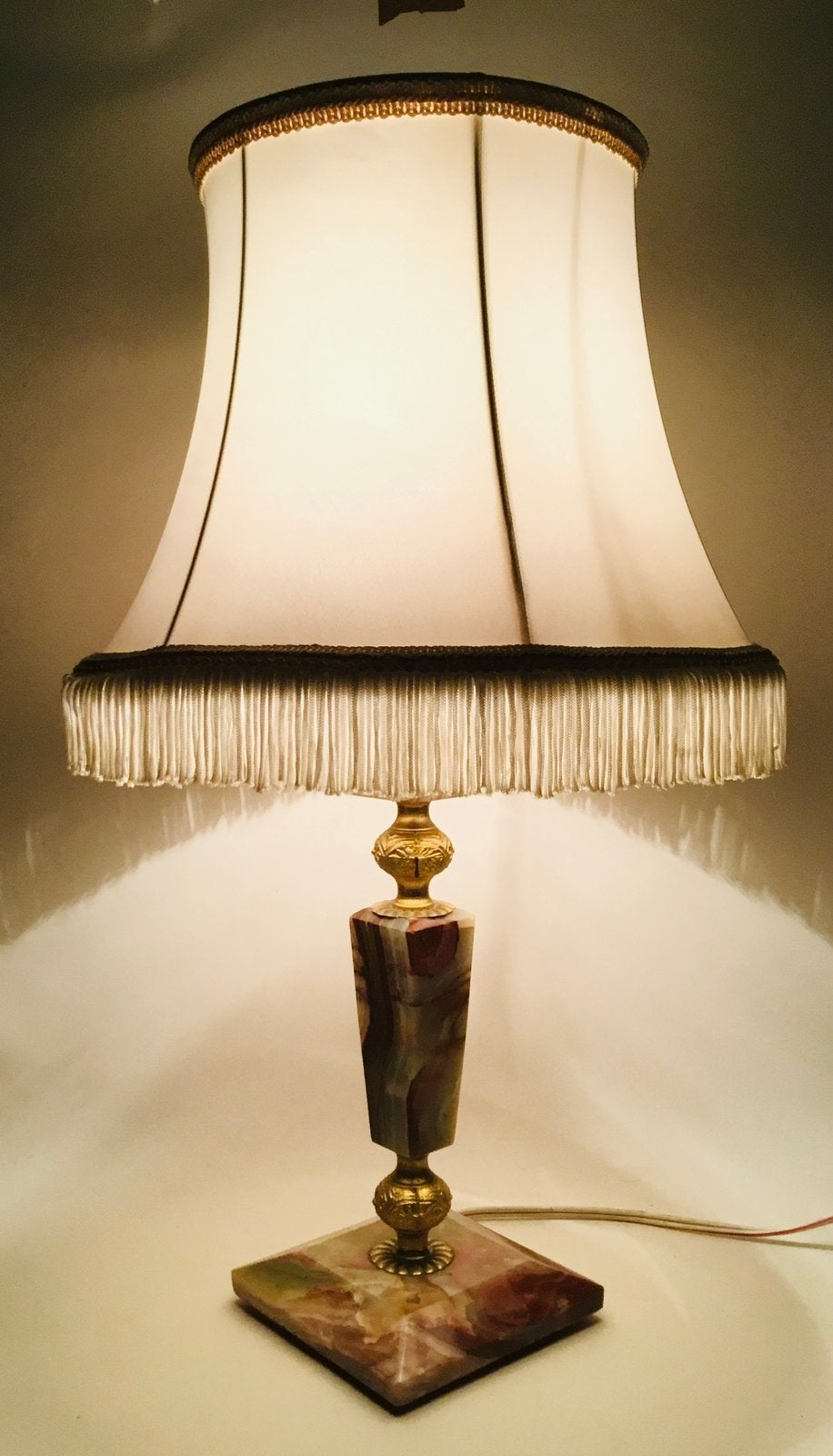 Lampe de table design vintage marbre/onyx + laiton, Enlèvement ou Envoi, Maison et Meubles