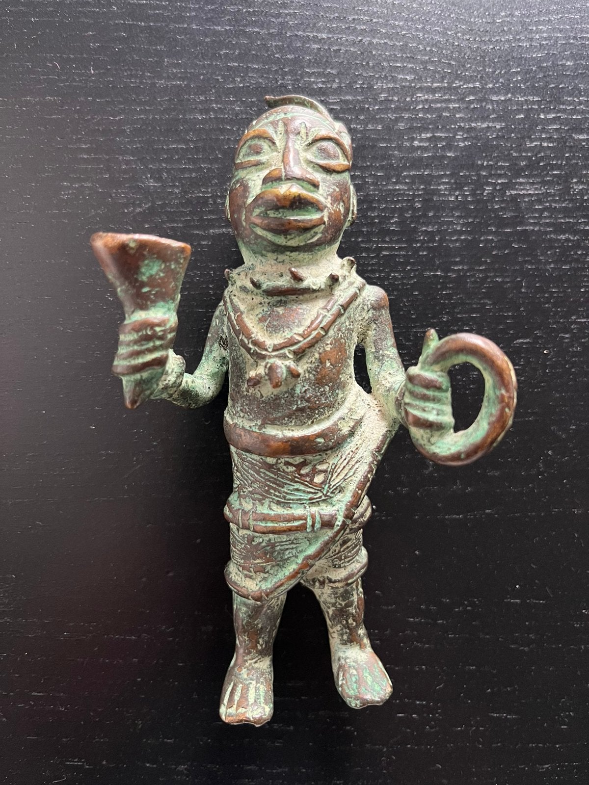 Statuette Bronze Guerrier Africain, Enlèvement ou Envoi, Bronze