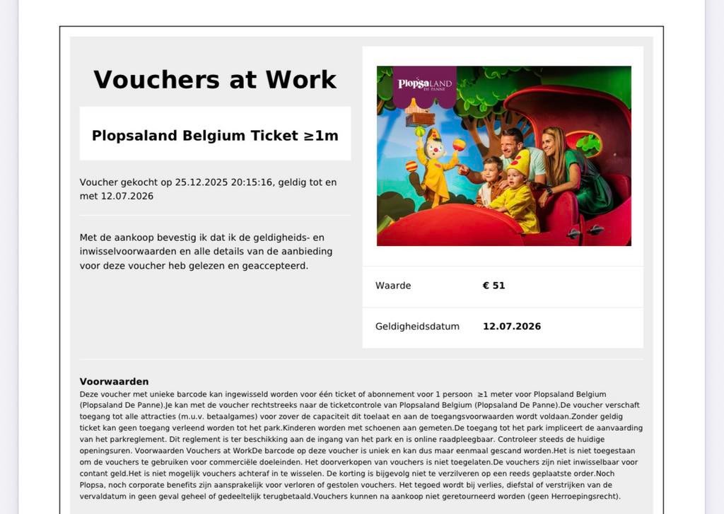 4 Plopsaland Belgium vouchers, Tickets en Kaartjes, Drie personen of meer, Overige soorten, Pretpark