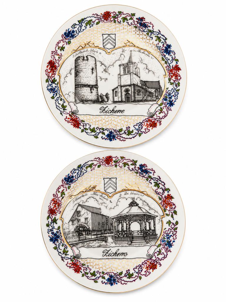 Set van 2 vintage Limoges sierborden – Zichem (België, Ophalen of Verzenden