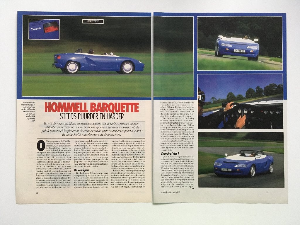Artikel Hommell Barquette, Boeken, Auto's | Folders en Tijdschriften, Ophalen of Verzenden, Zo goed als nieuw, Overige merken