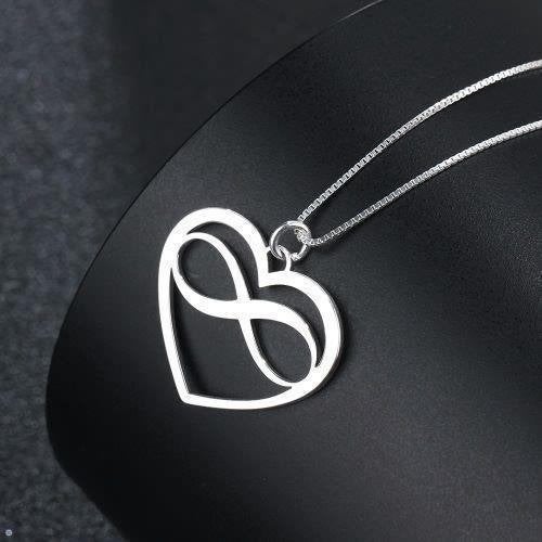 Oneindige liefde - verzilverd hangertje aan ketting, Ophalen of Verzenden, Nieuw, Zilver, Met edelsteen