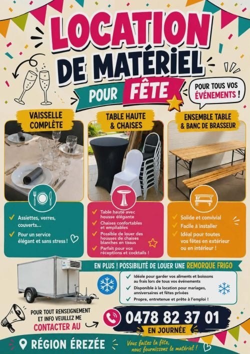 location matériel Horeca, Enlèvement