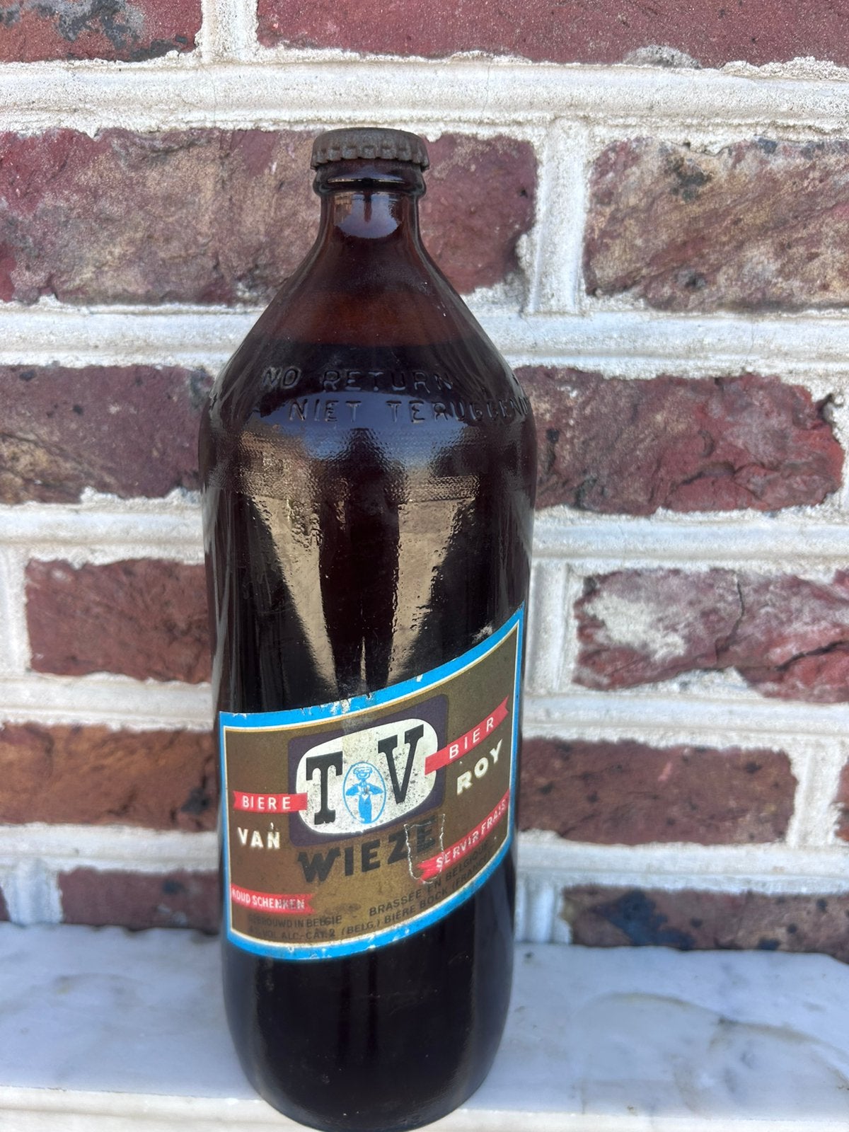 Van Roy Wieze TV volle 1/2liter bier in wegwerpfles, Verzamelen, Ophalen, Zo goed als nieuw