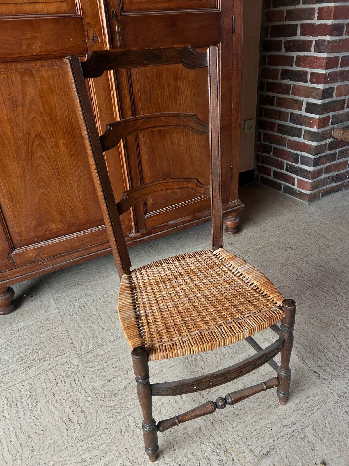 Vintage houten stoel in ladder-back / dossier-échelle stijl, Enlèvement