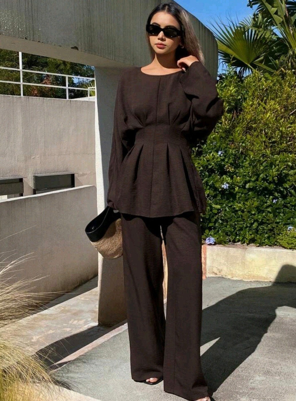 Ensemble femme élégant, Enlèvement ou Envoi, Comme neuf, Taille 38/40 (M), Brun