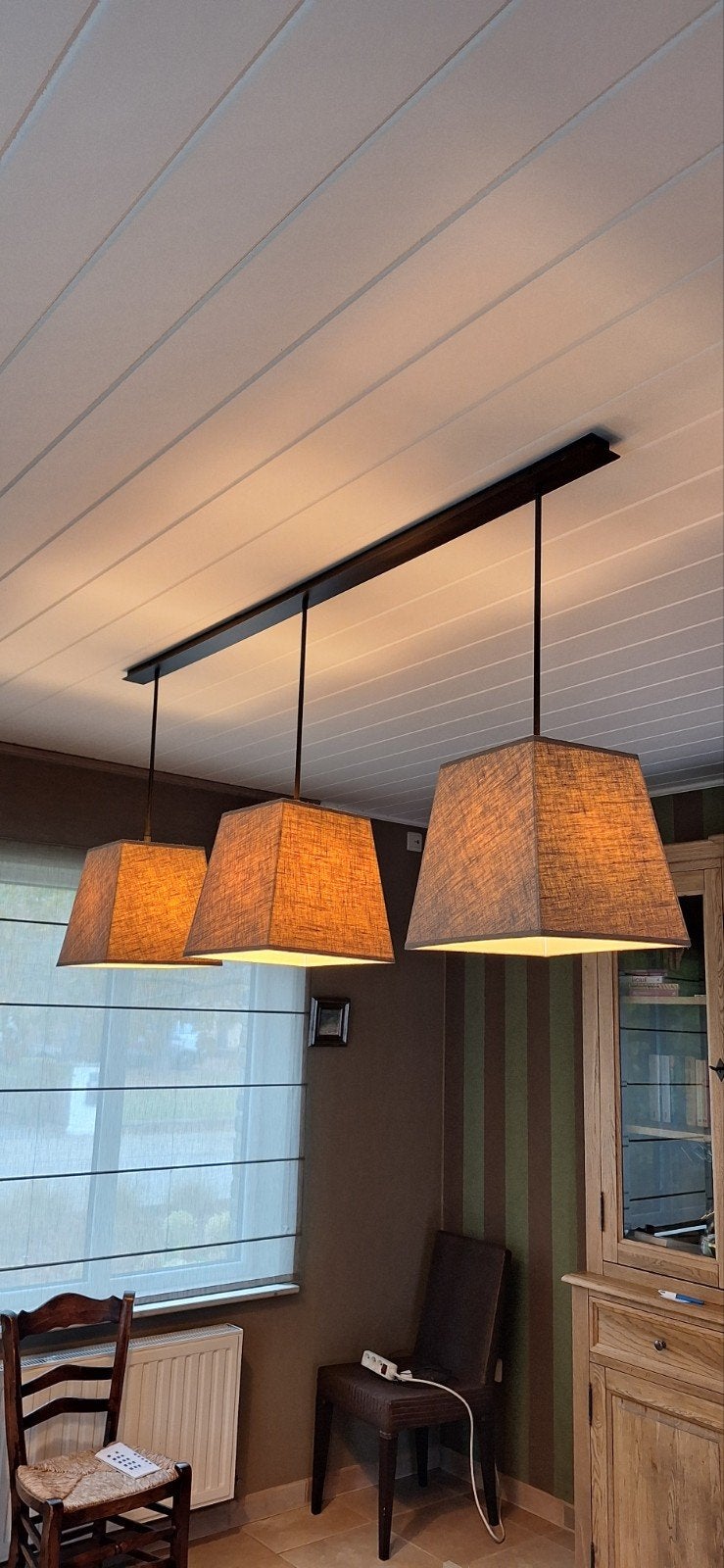 Sfeervolle hanglamp met drie lampenkappen, Ophalen, Overige typen, Overige merken, Zo goed als nieuw