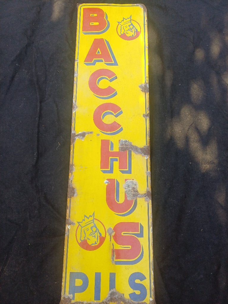Emaille bord Bachus, Verzamelen, Ophalen, Gebruikt, Reclamebord