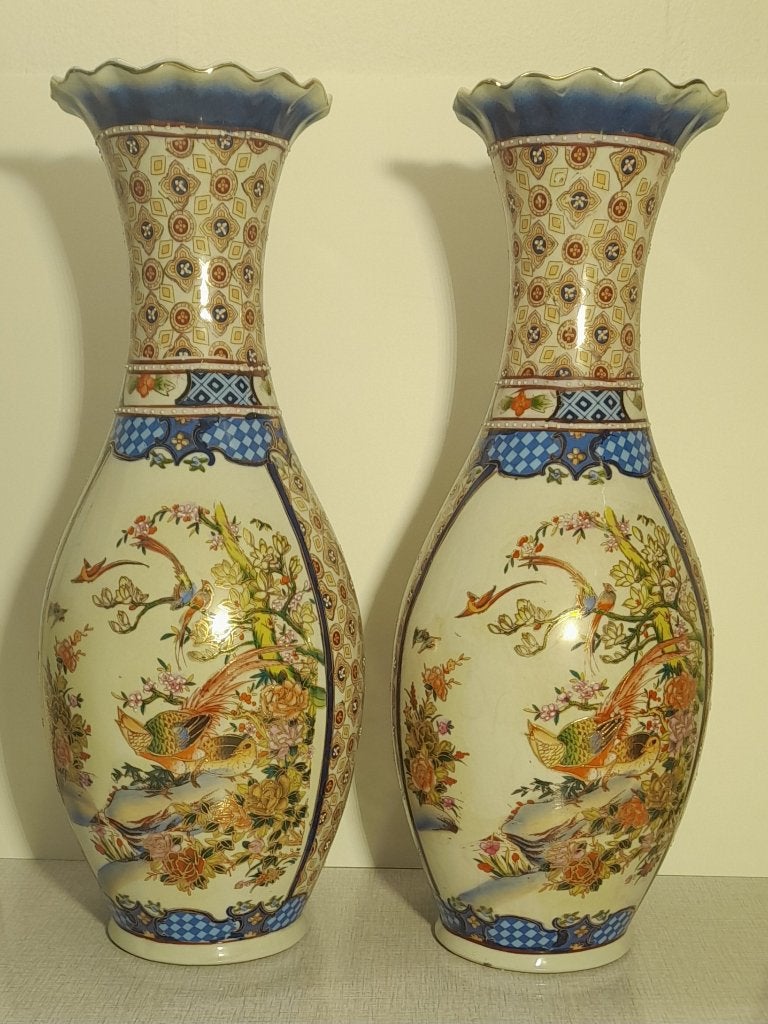Set grote Chinese vazen - Imari stijl - H 45 cm (Gemerkt), Ophalen