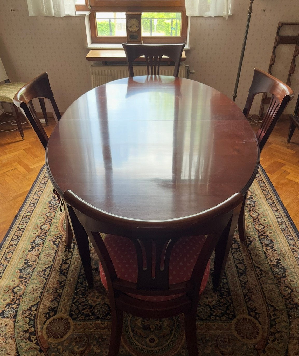 Magnifique table ovale extensible + 6 chaises, Enlèvement