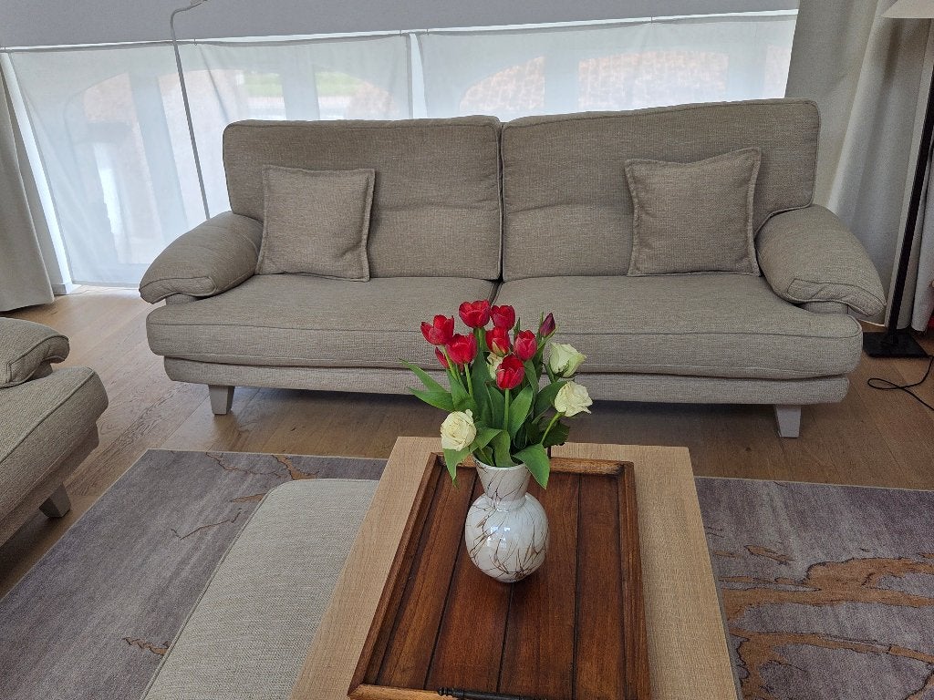 3 en 2 zitbank beige, Ophalen, Hout, Overige maten, Zo goed als nieuw