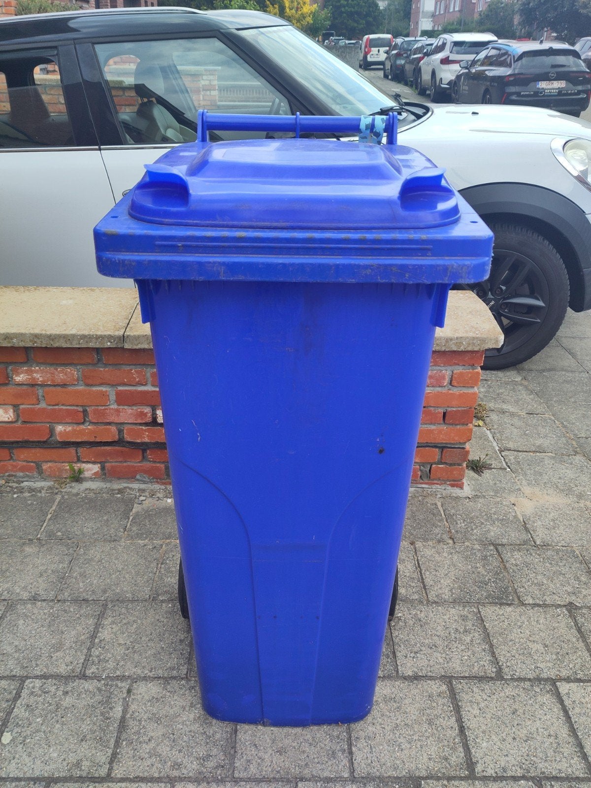 blauwe papierbak/container 140l, Jardin & Terrasse, Stockage & Armoires de jardin, Enlèvement