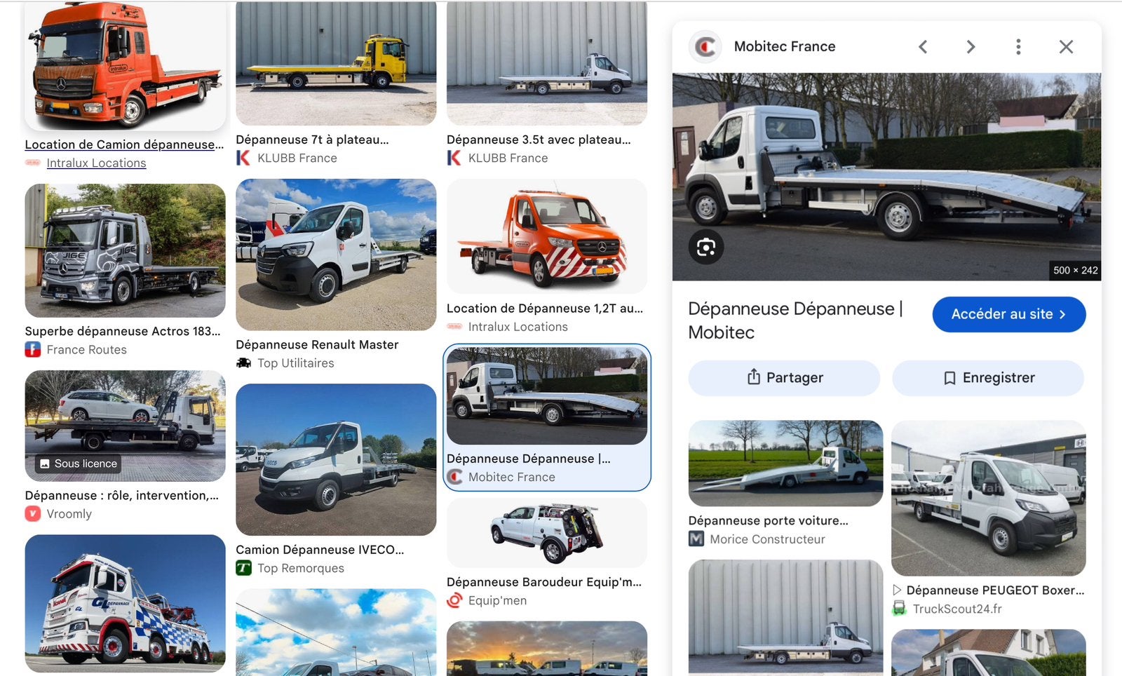 cherche depanneuse permis B, Enlèvement