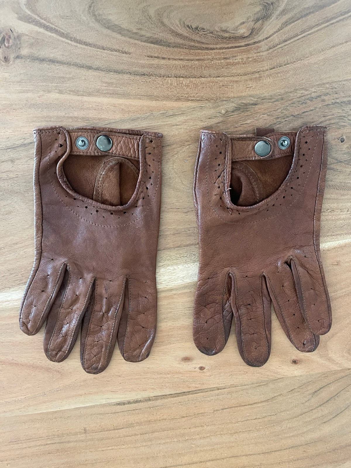 Gants de conduite en cuir marron, Enlèvement, Porté, Gants