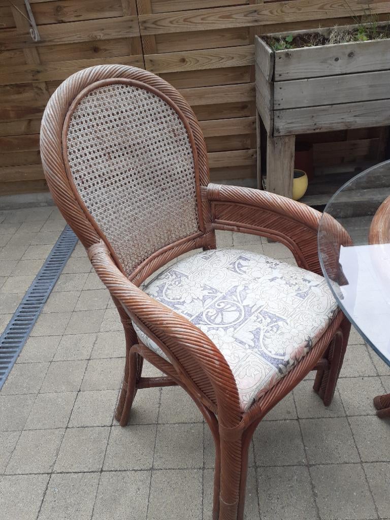 Tuinset, Tuin en Terras, Ophalen, 4 zitplaatsen, Gebruikt, Rotan