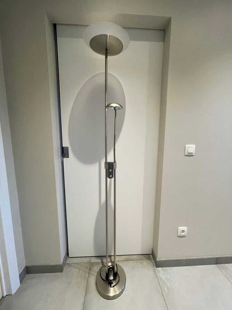 Led vloerlamp met leeslamp, Huis en Inrichting, Lampen | Vloerlampen, Ophalen, Gebruikt, Metaal, Modern