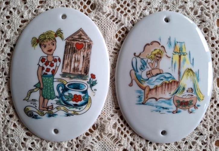 Vintage Franse porseleinen deurschildjes, Limoges, Ophalen of Verzenden
