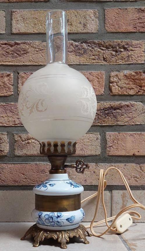 Antieke Franse bedlamp - Model Olielamp - Porselein & Brons, Antiek en Kunst, Antiek | Verlichting, Ophalen
