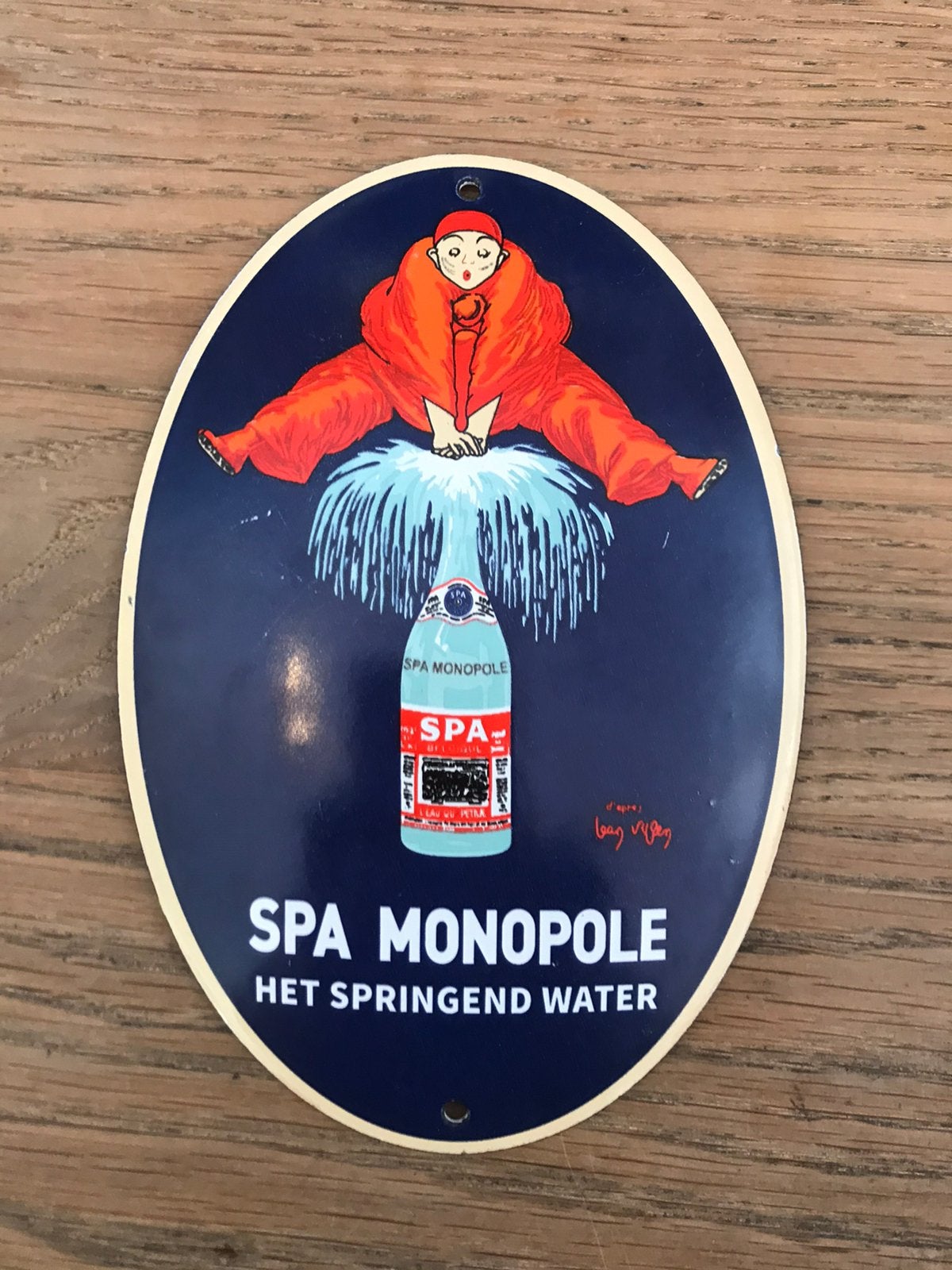 Poteau de porte en émail Spa Monopole, Enlèvement ou Envoi, Comme neuf, Panneau publicitaire