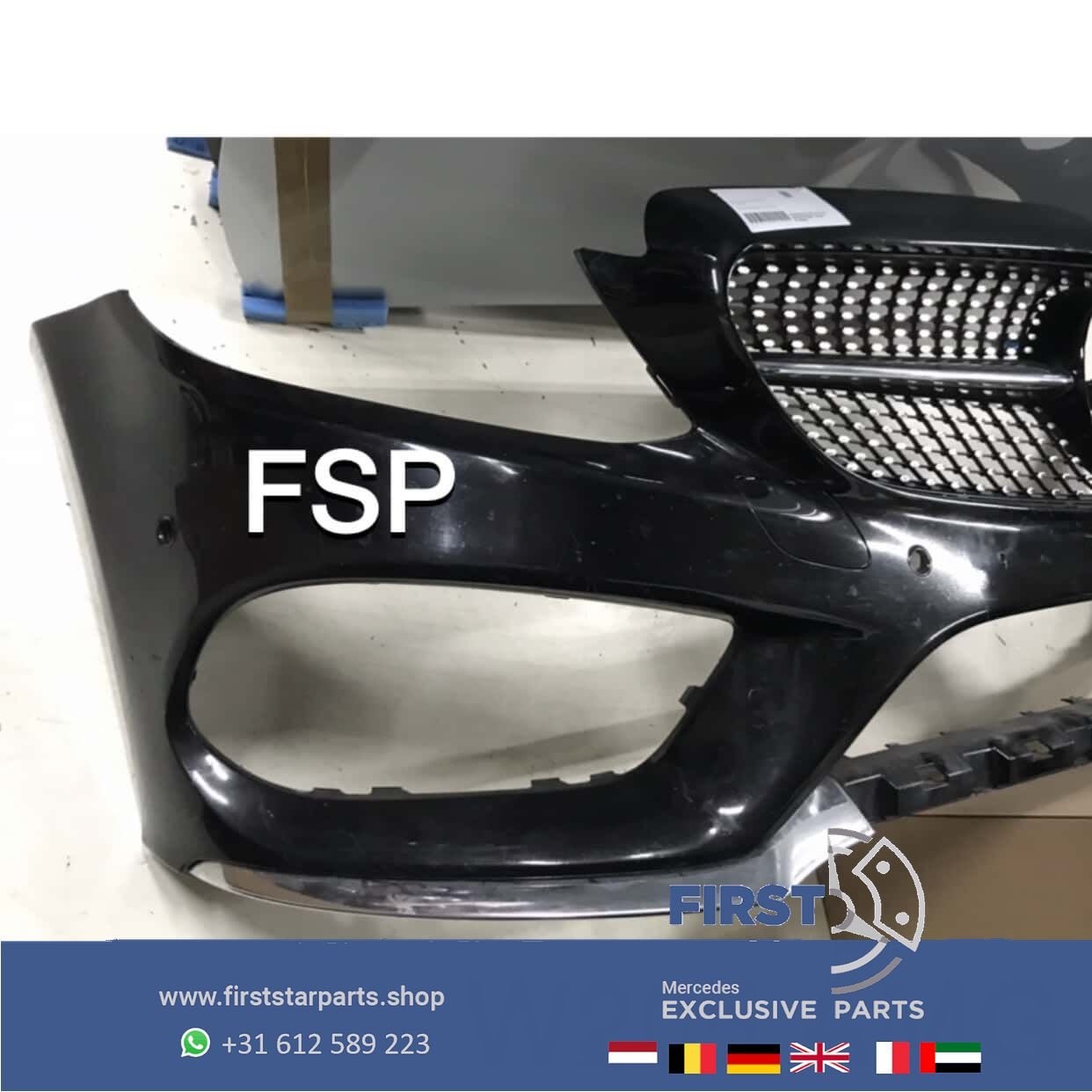 W205 C43 AMG VOORBUMPER + DIAMOND GRIL Mercedes C Klasse 201, Utilisé, -, Avant, -