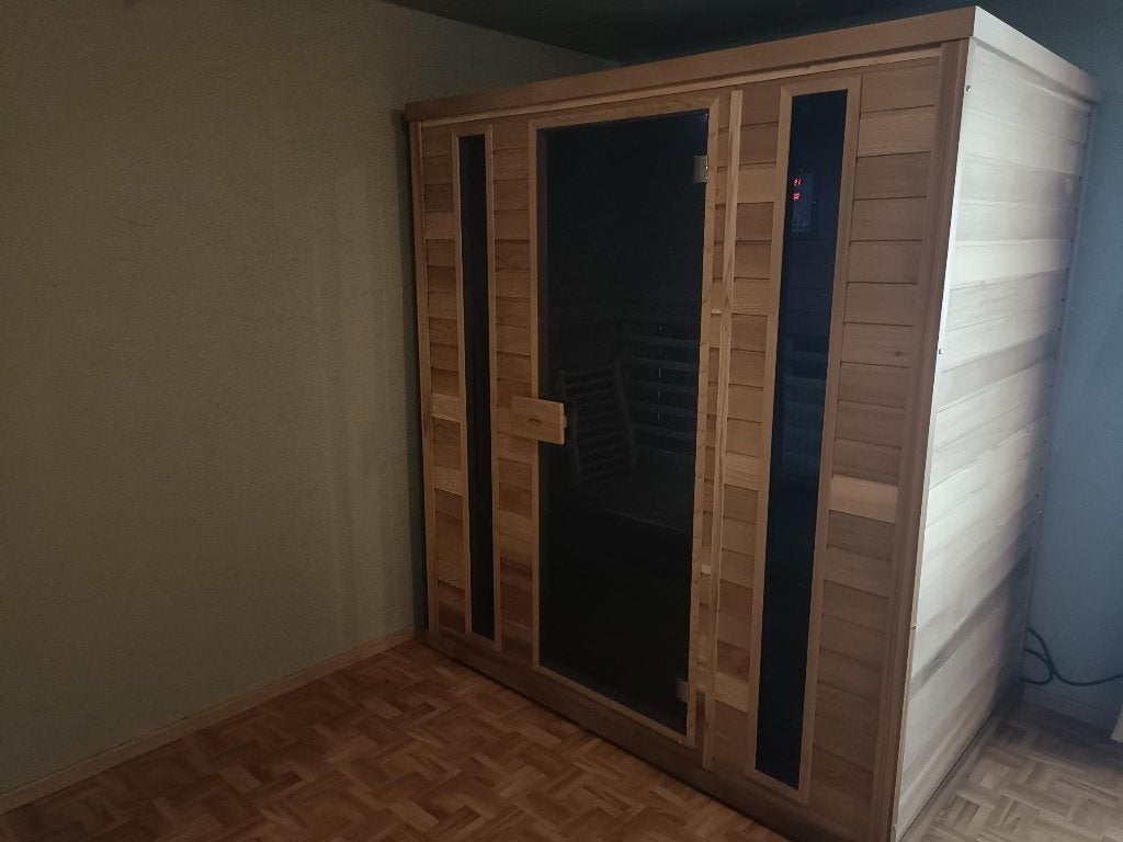 Cabine infrarouge en bois de cèdre pour 4 personnes, Enlèvement, Comme neuf, Infrarouge, Sauna complet